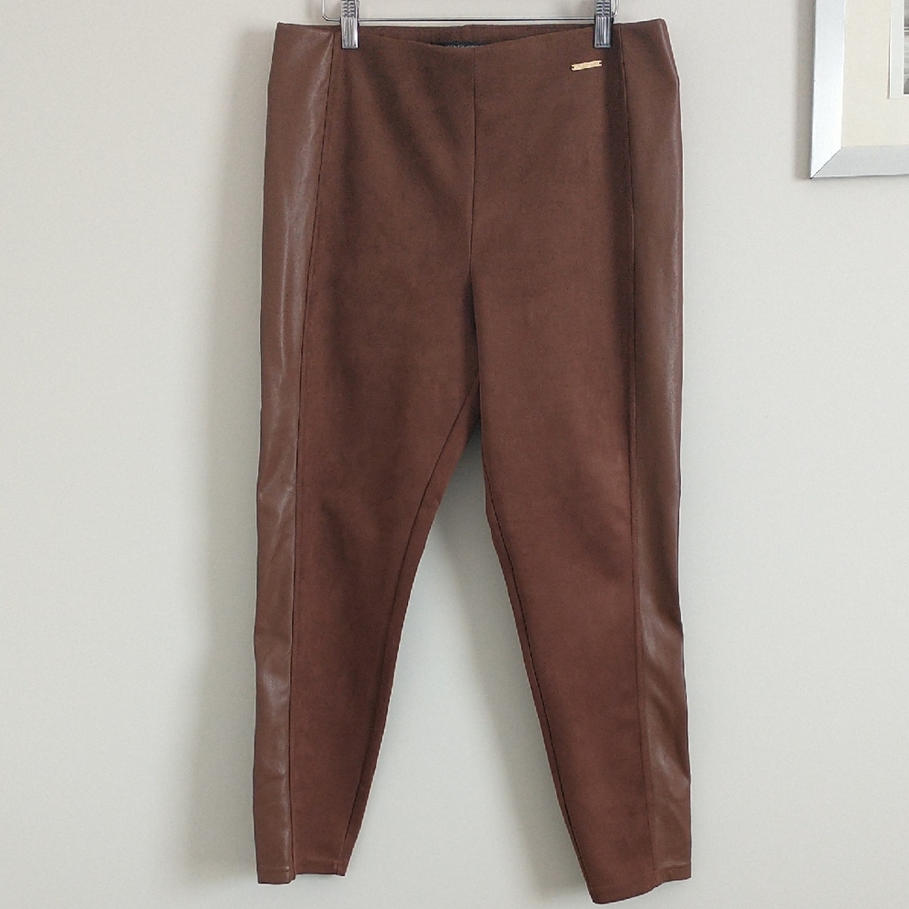 Andrew Marc New York Taupe Faux Leather Material Women's Pants